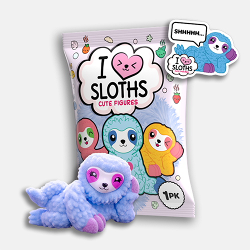 Topps I Love Sloths NEW pack packet with figure and sticker inside 